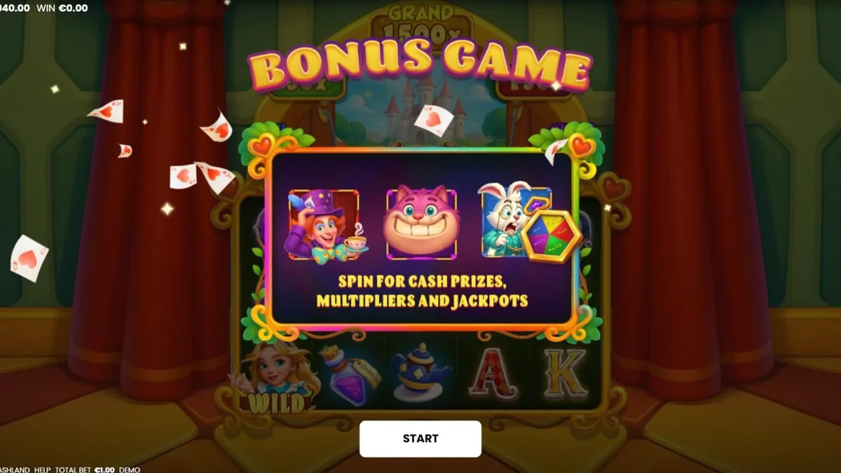 Interface do slot Alice in Cashland em um dispositivo móvel