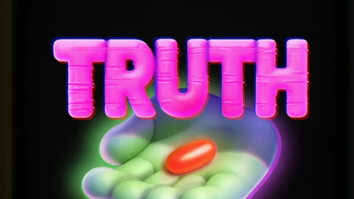 Interface do slot Truth com temática de conspiração e estética retrô de computador